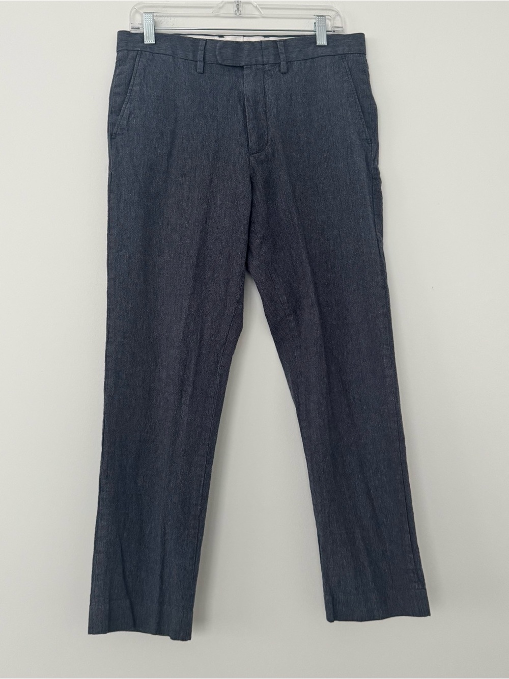 J.Crew Slim Bedford Linen Cotton Pants Navy Blue Chambray Summer Slacks 32x29